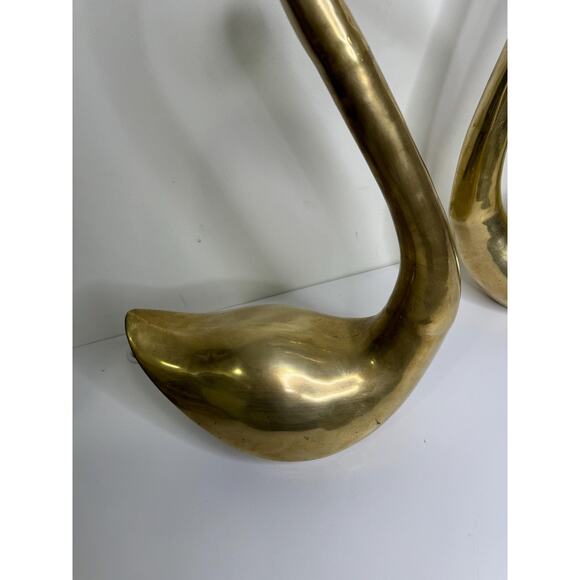 Stunning Pair Of Very Large Mid Century Modern Hollywood Regency Brass Swans, So - Picture 4 of 10